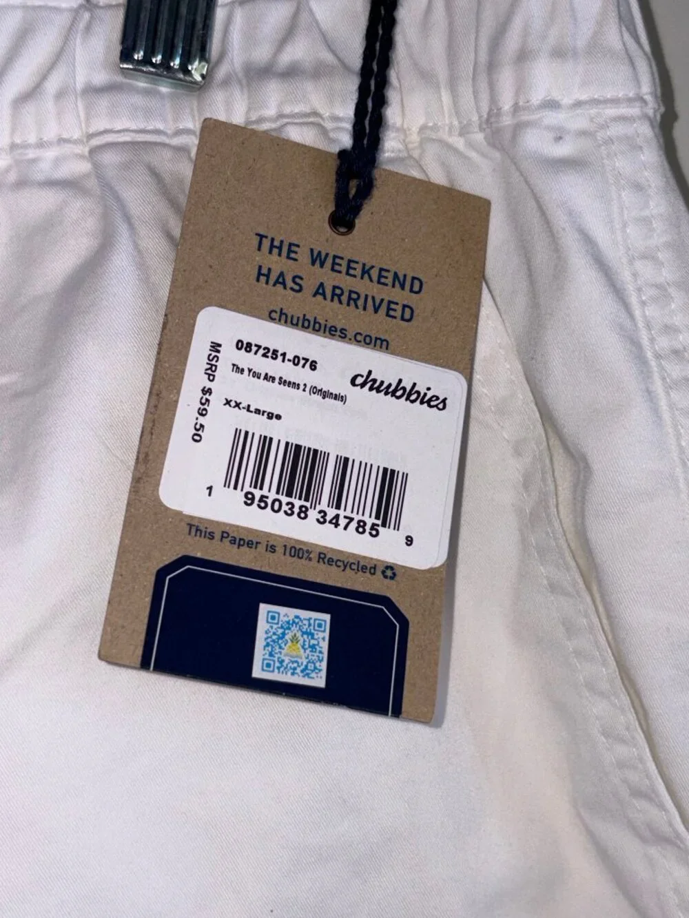 NWT CHUBBIES Chino Shorts Size XXL White Pride
